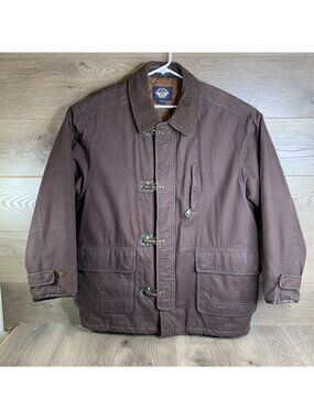 Dockers Mens Brown Canvas Barn Coat With Toggle Closures Size L